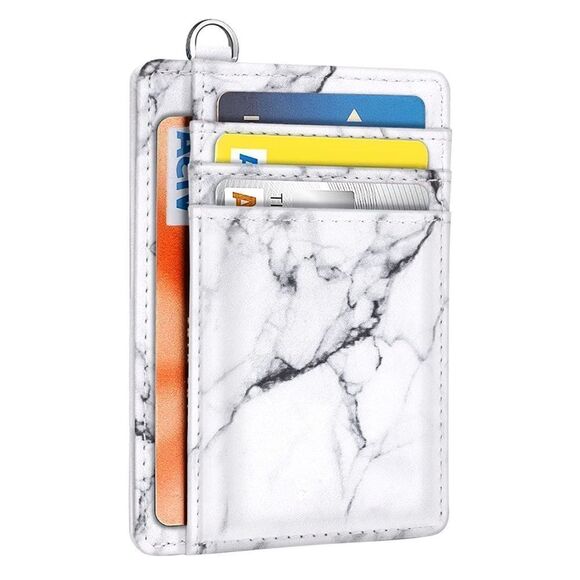 White Marble Leather ID holder - Picture 2 of 4